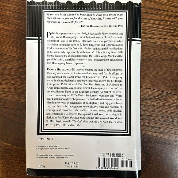 A Moveable Feast by Ernest Hemingway paperback book - Picture 2 of 8